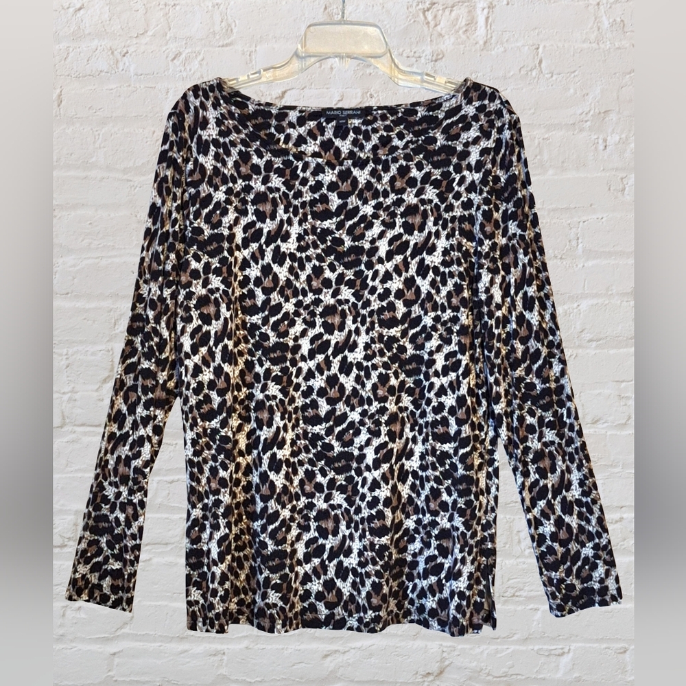 'Mario Serrani Italy' Cheetah/Leopard print long sleeve shirt, Sz. M